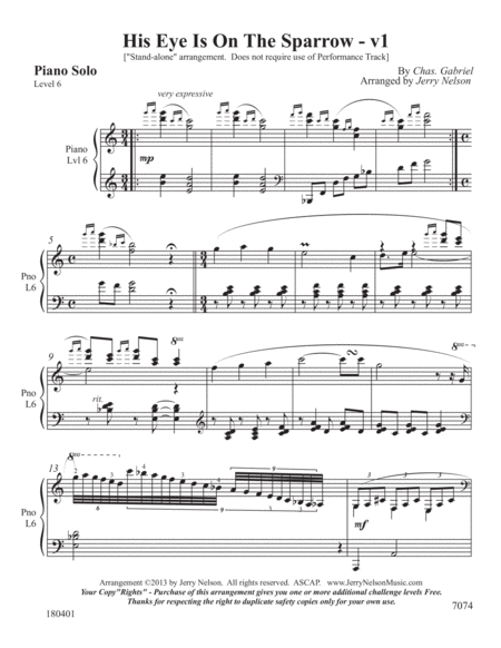 His Eye Is On The Sparrow V1 2 For 1 Piano Standalone Arr S Page 2