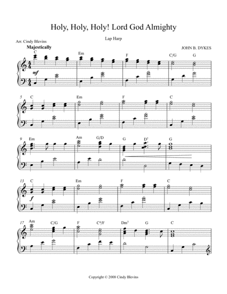 Holy Holy Holy Arranged For Lap Harp From My Book Feast Of Favorites Vol 4 Page 2