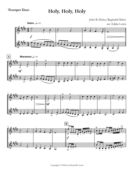 Holy Holy Holy For Trumpet Duet By Eddie Lewis Page 2