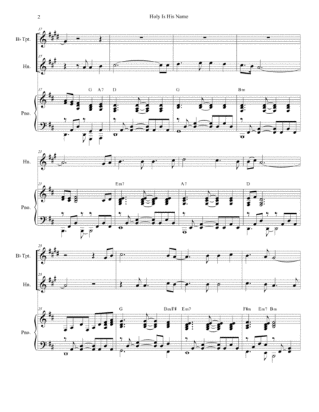 Holy Is His Name Duet For Bb Trumpet And French Horn Page 2