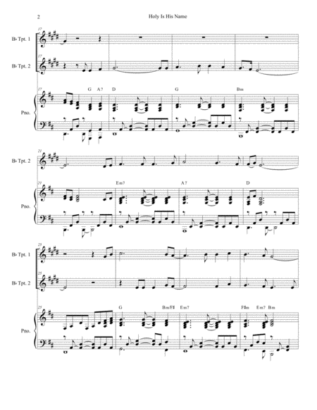 Holy Is His Name Duet For Bb Trumpet Page 2