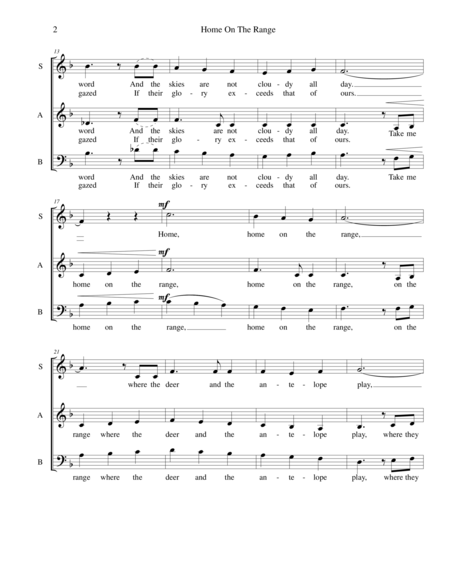 Home On The Range For Three Part Choir Page 2