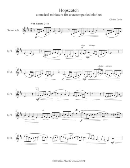 Hopscotch A Musical Miniature For Unaccompanied Clarinet Composed By Clifton Davis Page 2