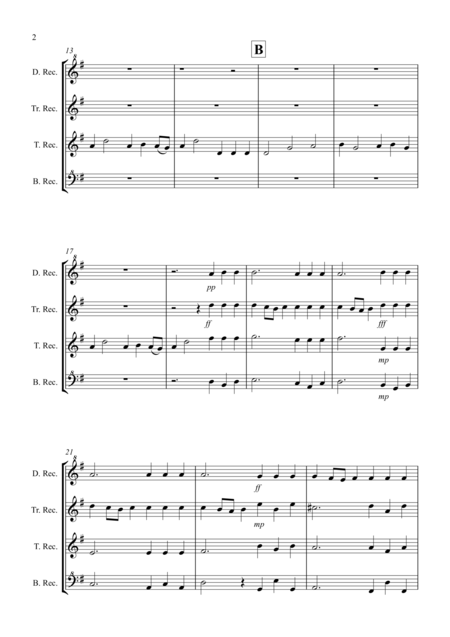 Hornpipe From Handels Water Music For Recorder Quartet Page 2