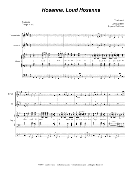 Hosanna Loud Hosanna Duet For Bb Trumpet And French Horn Organ Accompaniment Page 2