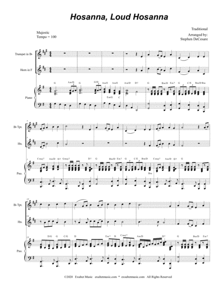 Hosanna Loud Hosanna Duet For Bb Trumpet And French Horn Piano Accompaniment Page 2