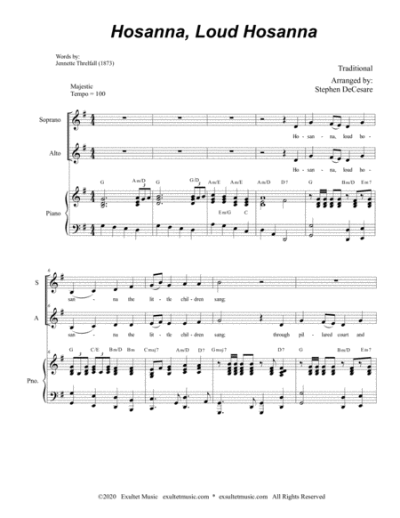 Hosanna Loud Hosanna For 2 Part Choir Sa Piano Accompaniment Page 2