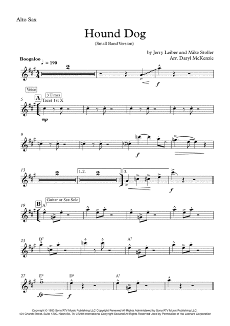 Hound Dog Small Band 4 6 Horns Vocal Key Of C Page 2