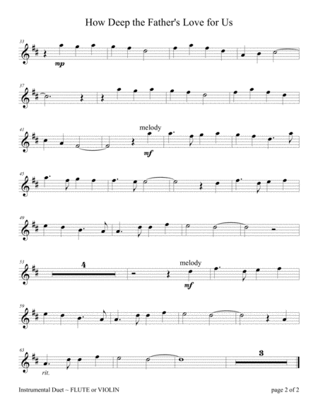 How Deep The Fathers Love For Us For Flute Or Violin Solo With Piano Accompaniment Page 2