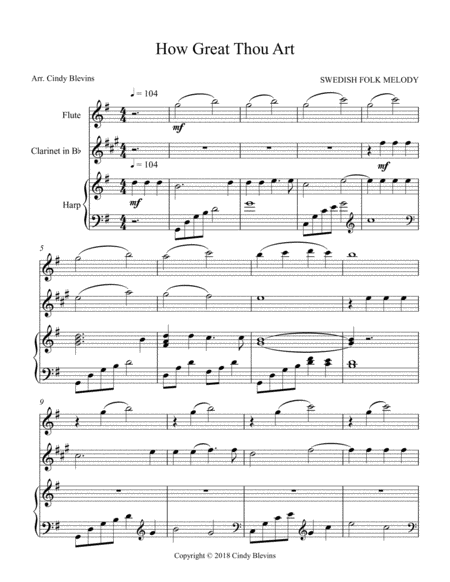 How Great Thou Art Arranged For Harp Flute And Bb Clarinet Page 2