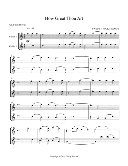 How Great Thou Art Arranged For Violin Duet Page 2