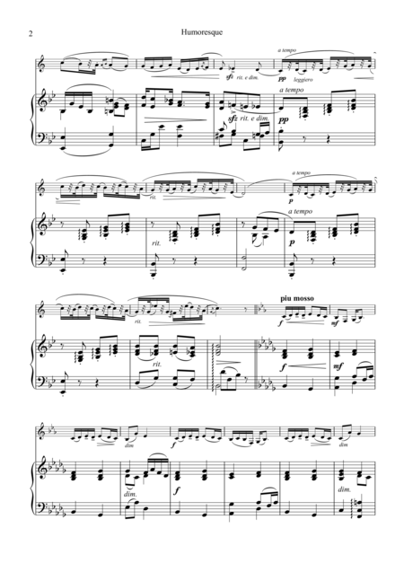 Humoresque Op 101 No 7 For Clarinet In Bb And Piano Page 2