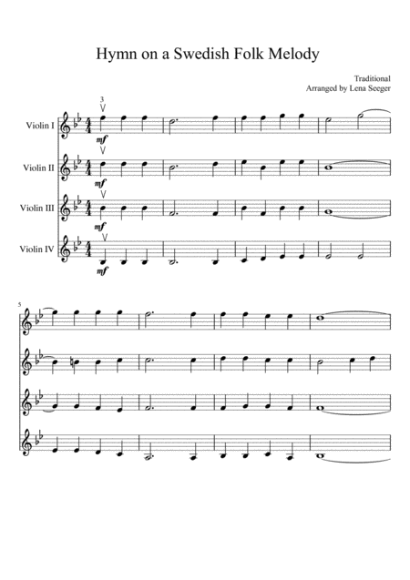 Hymn On A Swedish Folk Melody Violin Quartet Page 2