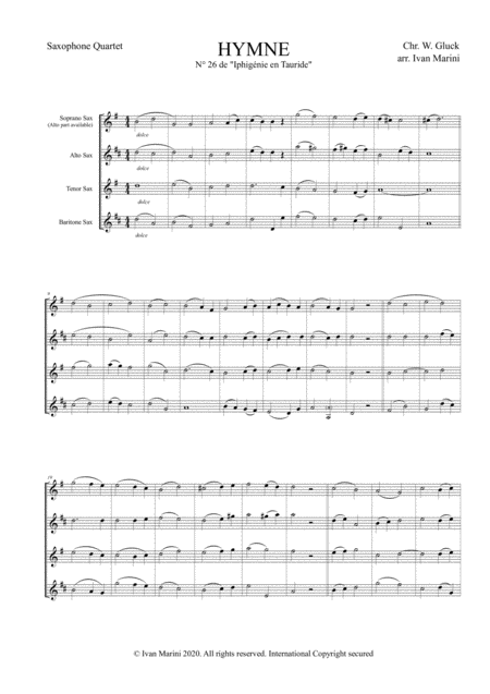 Hymne N 26 From Iphigenia In Tauris For Saxophone Quartet Page 2