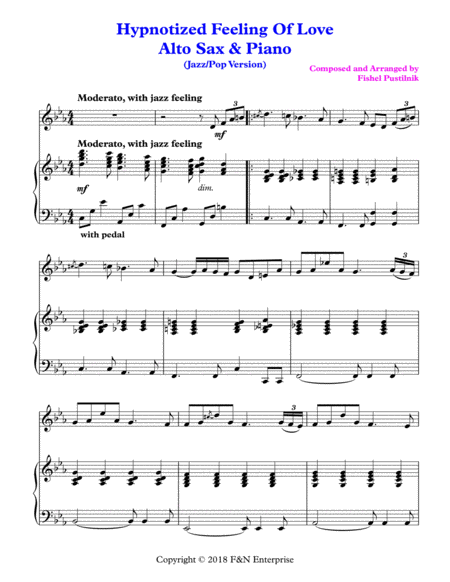 Hypnotized Feeling Of Love For Alto Sax And Piano Video Page 2