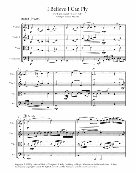 I Believe I Can Fly String Quartet Page 2