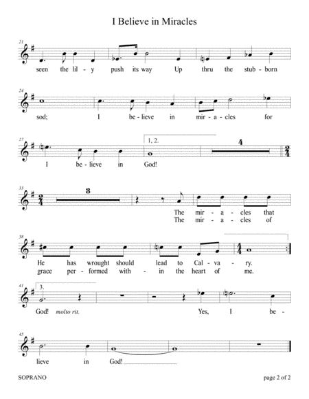 I Believe In Miracles For Sa Or 2 Part Choir With Piano Accompaniment Page 2