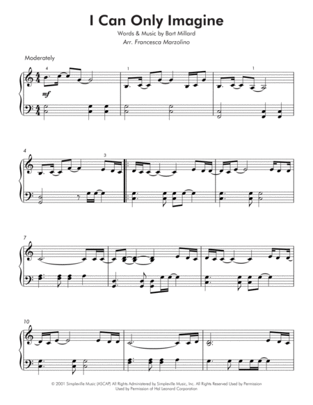 I Can Only Imagine Easy Piano Page 2