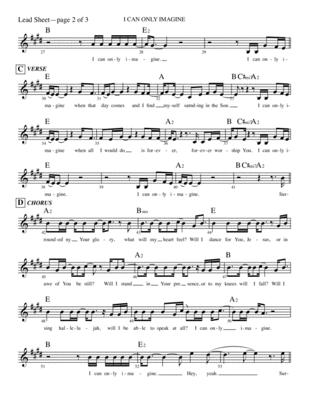 I Can Only Imagine Lead Sheet Page 2