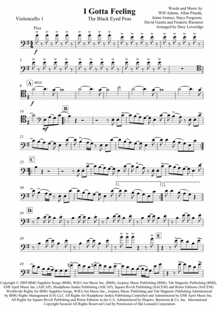 I Gotta Feeling Black Eyed Peas Cello Quartet Page 2