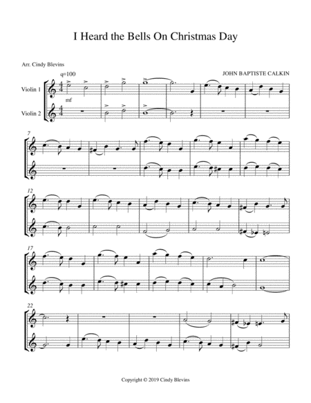 I Heard The Bells On Christmas Day For Violin Duet Page 2