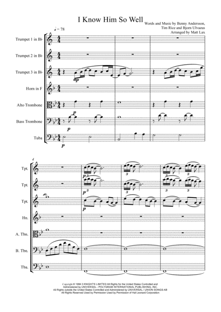 I Know Him So Well Brass Septet Page 2