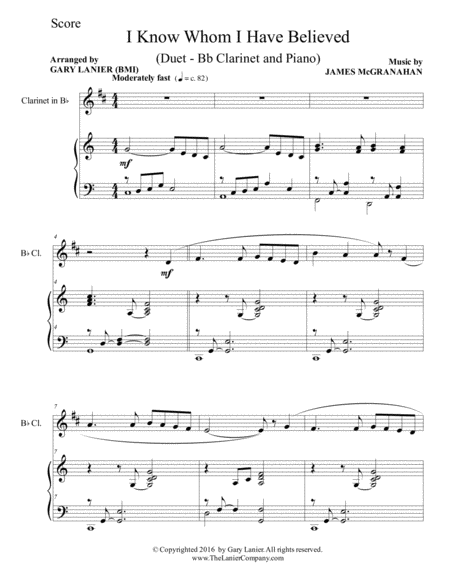 I Know Whom I Have Believed Duet Bb Clarinet Piano With Score Part Page 2