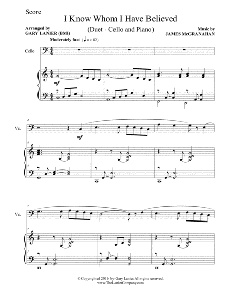 I Know Whom I Have Believed Duet Cello Piano With Score Part Page 2