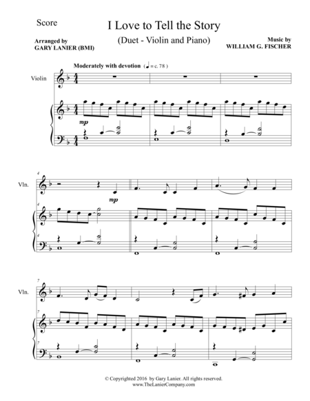 I Love To Tell The Story Duet Violin Piano With Parts Page 2