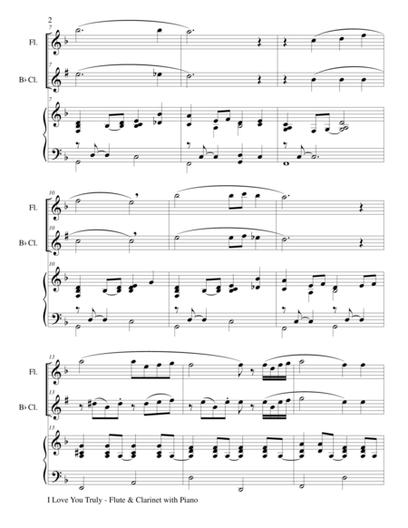 I Love You Truly Trio Flute Bb Clarinet And Piano With Score And Parts Page 2