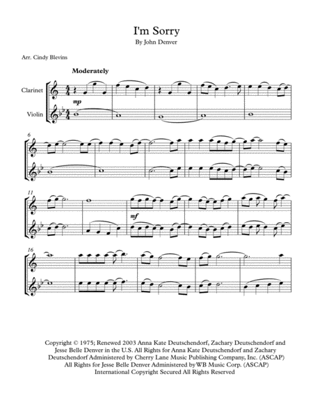 I M Sorry For Clarinet And Violin Page 2