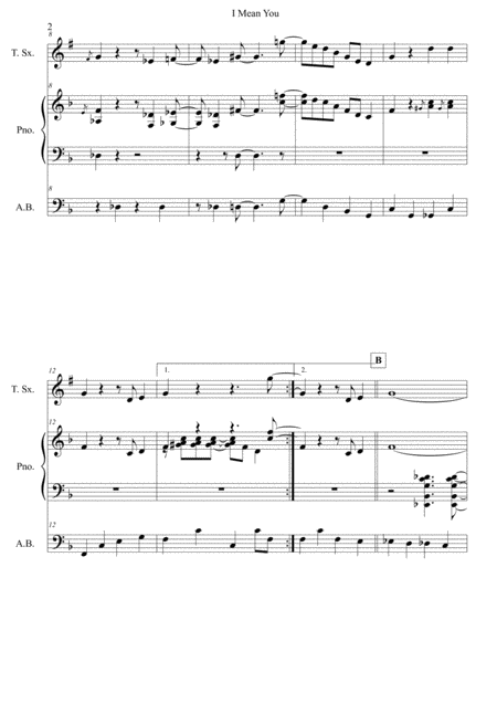 I Mean Yout Monk Score And Individual Parts Tenor Sax Piano Bass Page 2