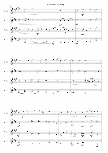 I Saw My Lady Weep For Clarinet Quartet E Flat B Flat Alto Bass Page 2