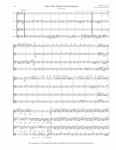 I Saw Three Ships Come Sailing In For Flute Quartet Page 2