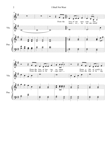 I Shall Not Want Vocal Solo And Piano With Optional Instruments Violin Cello Flute And French Horn Page 2