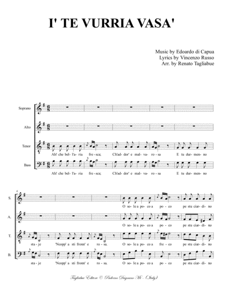 I Te Vurria Vasa Neapolitan Song For Satb Choir Page 2