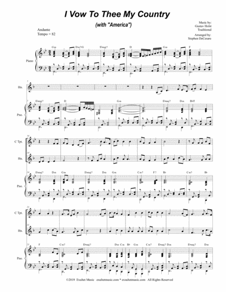 I Vow To Thee My Country With America Duet For C Trumpet French Horn Page 2