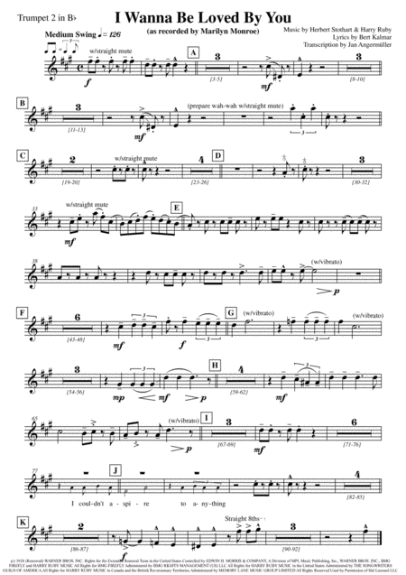 I Wanna Be Loved By You Brass Parts Transcription Of Original Marilyn Monroe Recording Page 2