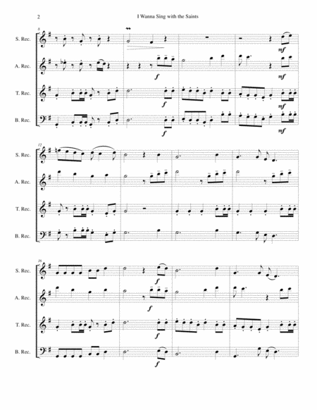 I Wanna Sing With The Saints For Recorder Quartet Page 2