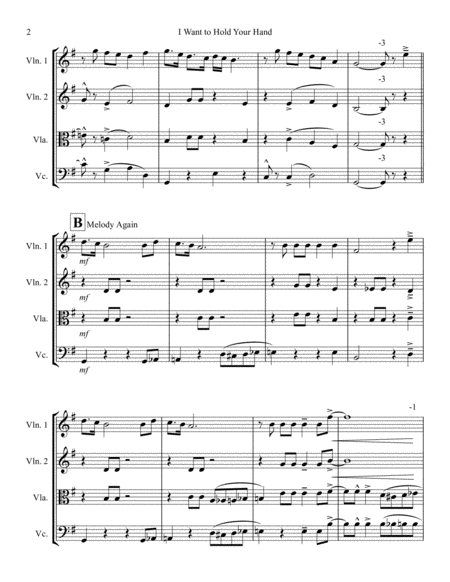 I Want To Hold Your Hand For String Quartet Page 2