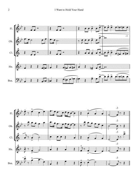 I Want To Hold Your Hand Woodwind Quintet Page 2