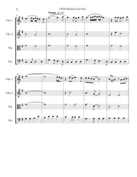 I Will Always Love You For String Quartet Page 2