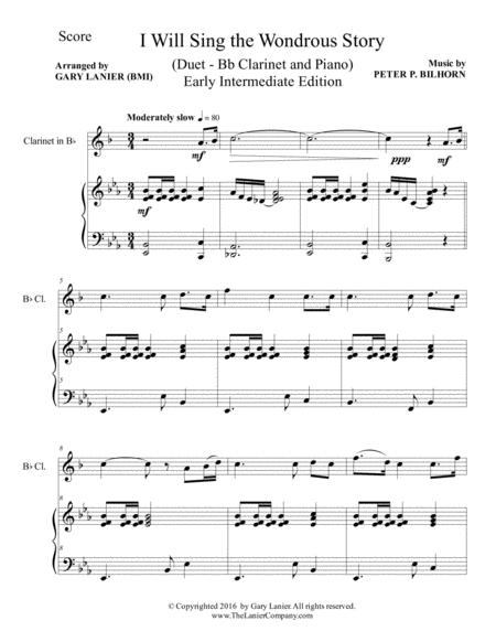 I Will Sing The Wondrous Story Early Intermediate Edition Bb Clarinet Piano With Parts Page 2