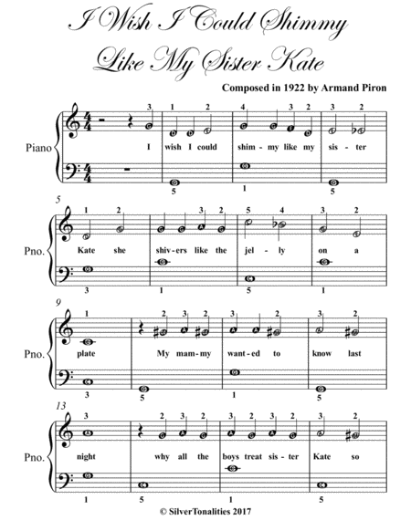 I Wish I Could Shimmy Like My Sister Kate Easiest Piano Sheet Music Page 2