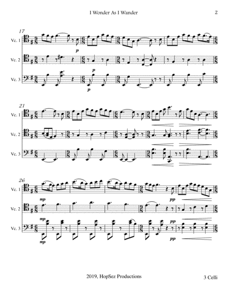 I Wonder As I Wander Cello Trio Page 2