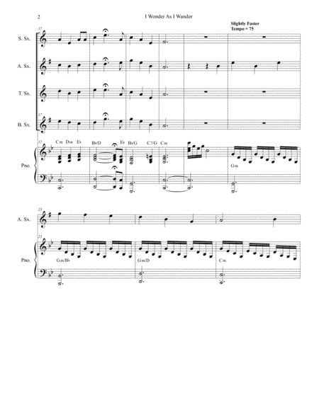 I Wonder As I Wander For Saxophone Quartet Page 2