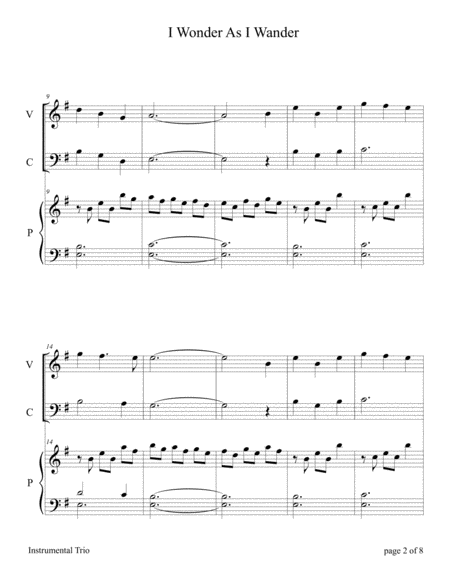 I Wonder As I Wander For Violin And Cello Duet With Piano Accompaniment Page 2