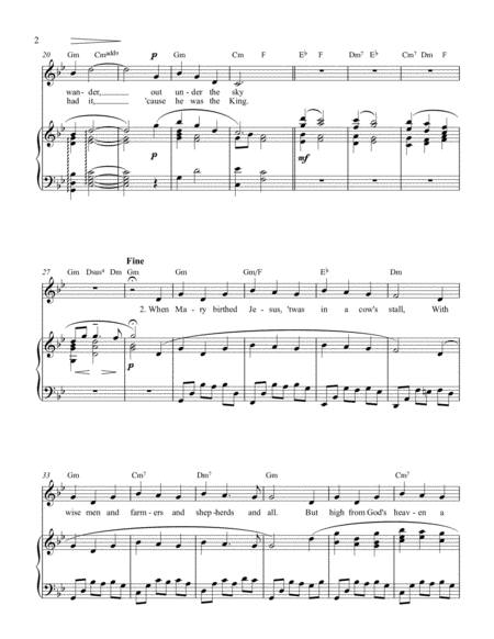 I Wonder As I Wander Piano Vocal Page 2