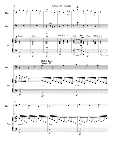 I Wonder As I Wander Trombone Duet Page 2