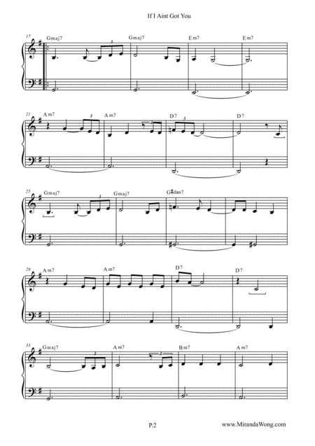 If I Aint Got You Easy Piano Solo In Published G Key With Chords Page 2